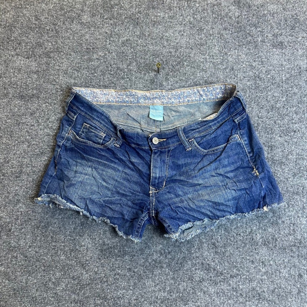 Old Navy Denim Shorts Womens Size 8 Blue Low Rise Raw Hem Cutoff Summer Stretch
